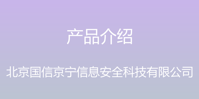 产品介绍 - 北京国信京宁信息安全科技有限公司