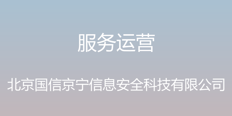 服务运营 - 北京国信京宁信息安全科技有限公司